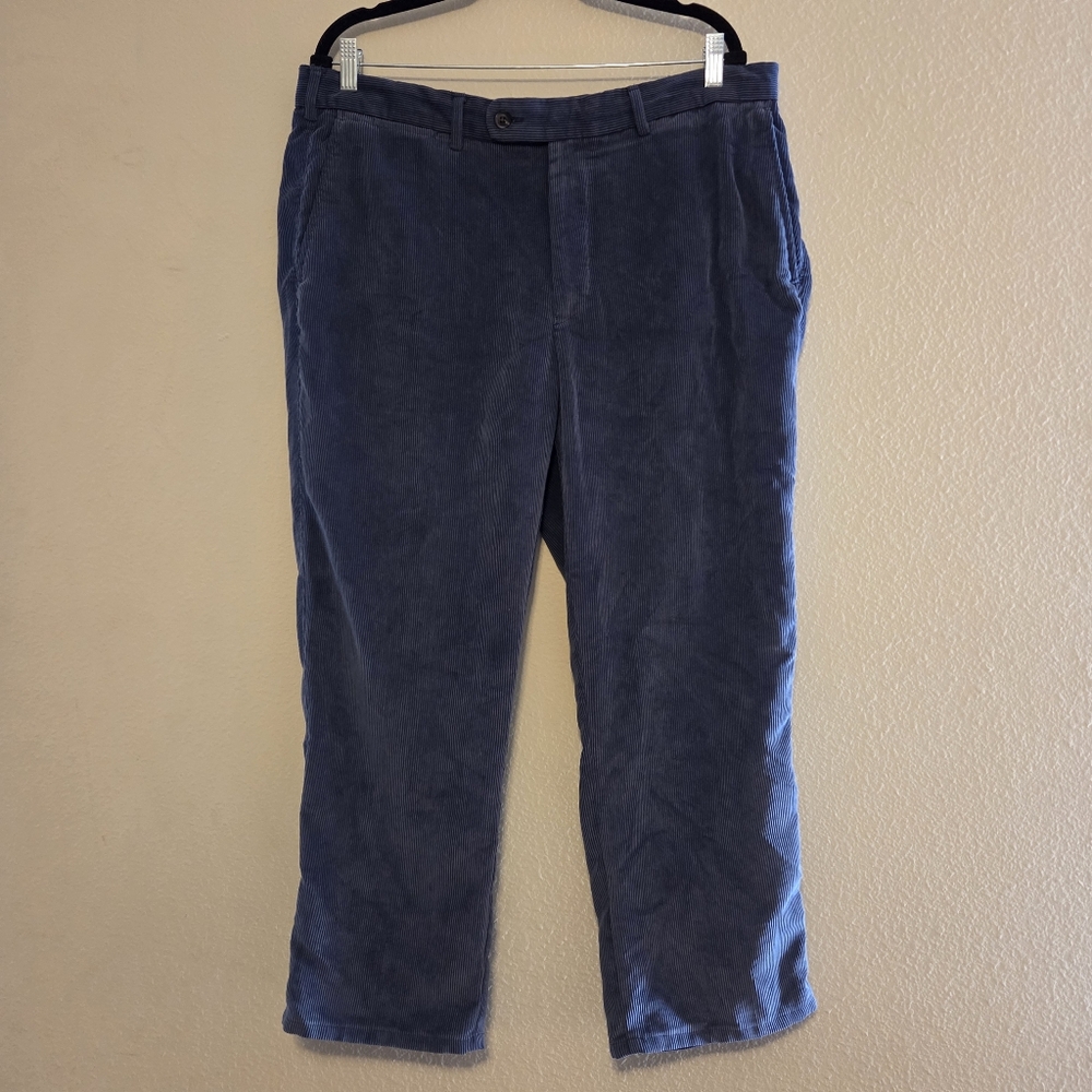 Peter Millar Men's Nanolouxe Corduroy Pants 38 Short Blue 38x26 Polyester Nylon